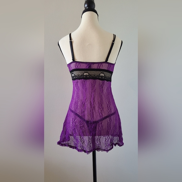 Lace Babydoll with Matching Thong - Picture 3 of 6